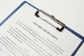 Closeup shot of a person's last will and testament Royalty Free Stock Photo