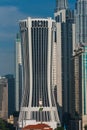 Closeup shot of Petronas Towers and Tabung Haji Tower (Menera) Royalty Free Stock Photo