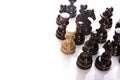 Closeup shot of pieces of chess on white background