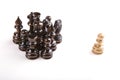 Closeup shot of pieces of chess on white background