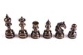 Closeup shot of pieces of chess on white background