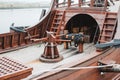 Closeup shot of the pieces of equipment of a ship