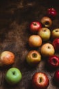 closeup shot of pile of apples on rustic