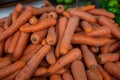 Closeup shot of a pile of carrots at the market