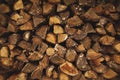 Closeup shot of a pile of chopped firewood.