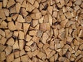 Closeup shot of a pile of chopped firewood for a fireplace as a backgro Royalty Free Stock Photo