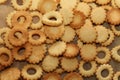 Closeup shot of a pile of cookies in form of flowers