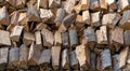 Closeup shot of a pile of firewood Royalty Free Stock Photo