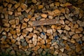 Closeup shot of a pile of firewood stacked on top of each other Royalty Free Stock Photo