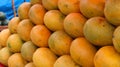 Closeup shot of a pile of mangoes at a market