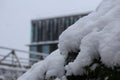 Closeup shot of a pile of snow on  a blurred background Royalty Free Stock Photo