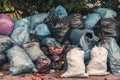 Closeup shot of a pile of trash bags - pollution concept Royalty Free Stock Photo