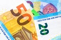 Closeup shot of piled Euro banknotes - investment and financial concept