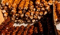 Closeup shot of piles of fresh Churchkhela nut candy