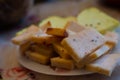 Closeup shot a plate of fried tofu