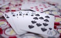 Closeup shot of poker cards and chips Royalty Free Stock Photo