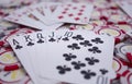 Closeup shot of poker cards and chips Royalty Free Stock Photo