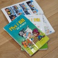 Closeup shot of the Polish Ptys I Bill comic books by Verron and Jeana Roby