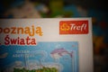 Closeup shot of the Polish Trefl brand arctic ocean map puzzle game