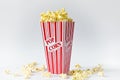 Closeup shot of popcorns isolated on a white background