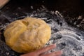 Closeup shot of the process of baking mushroom pastries in a kitchen