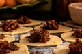 Closeup shot of the process of baking mushroom pastries in a kitchen