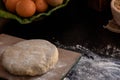 Closeup shot of the process of baking mushroom pastries in a kitchen