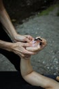 Closeup shot of a professional relaxing hand massage