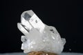 Closeup shot of pure quartz crystal cluster isolated on black background Royalty Free Stock Photo