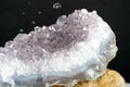 Closeup shot of pure quartz crystal cluster isolated on black background Royalty Free Stock Photo