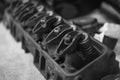 Closeup shot of Pushrod V8 engine cylinder heads Royalty Free Stock Photo