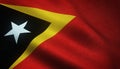 Closeup shot of the realistic flag of East Timor with interesting textures