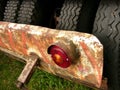 Closeup shot of a red break tail light of a heavy equipment truck Royalty Free Stock Photo