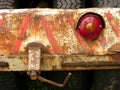 Closeup shot of a red break tail light of a heavy equipment truck Royalty Free Stock Photo