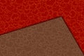 Closeup shot of red and brown backgrounds with heart patterns