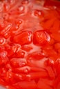 Closeup shot of red jellies for the preparation of bubble tea Royalty Free Stock Photo