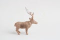 Closeup shot of reindeer toy isolated on a white background