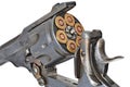 Closeup shot of a revolver of a firearm isolated on the white background Royalty Free Stock Photo