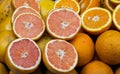 Closeup shot of ripe juicy sliced oranges Royalty Free Stock Photo
