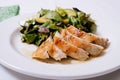 Closeup shot of roasted chicken dinner and salad Royalty Free Stock Photo