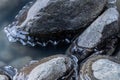 Closeup shot of rocks in the water in Kenai River Alaska Cooper Landing Royalty Free Stock Photo
