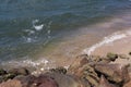 Closeup shot of a rocky Culburra beach, South coast, Australia in summer Royalty Free Stock Photo