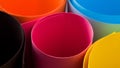 Closeup shot of rolls of colorful paper