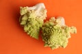 Closeup shot of the Romanesco broccoli on he orange surface Royalty Free Stock Photo