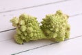 Closeup shot of the romanesco broccoli on a white background