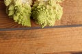 Closeup shot of the romanesco broccoli on a wooden surface