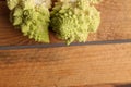 Closeup shot of the romanesco broccoli on a wooden surface Royalty Free Stock Photo