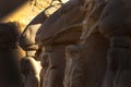 Closeup shot of the row of stone carved ram statues in the Karnak Temple Complex, Luxor, Egypt Royalty Free Stock Photo