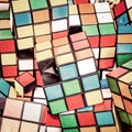 Closeup shot of rubik cubes
