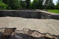 Closeup shot of ruins of Fort George in Castine, Maine